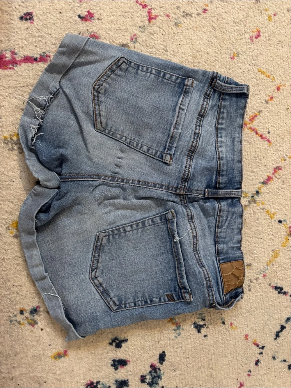 Aeropostale Light Blue Distressed Roll-Cuff Denim Shorts